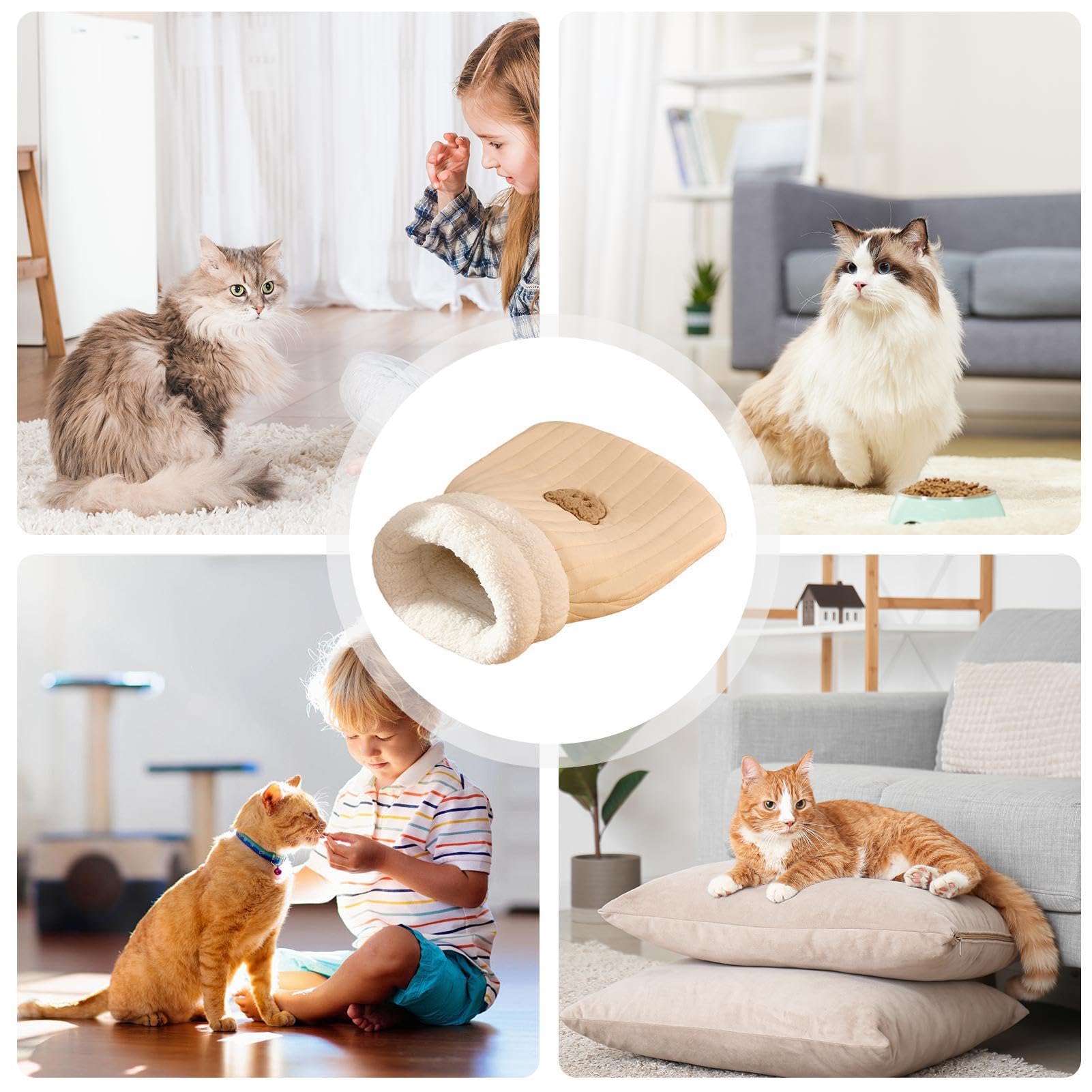 Saco de Dormir para Gatos, Saco de Dormir para Mascotas, semicerrado, Saco de Dormir de Invierno para Gatos, Cama para Perros para Camping, Manta Lavable para Gatos y Perros pequeños
