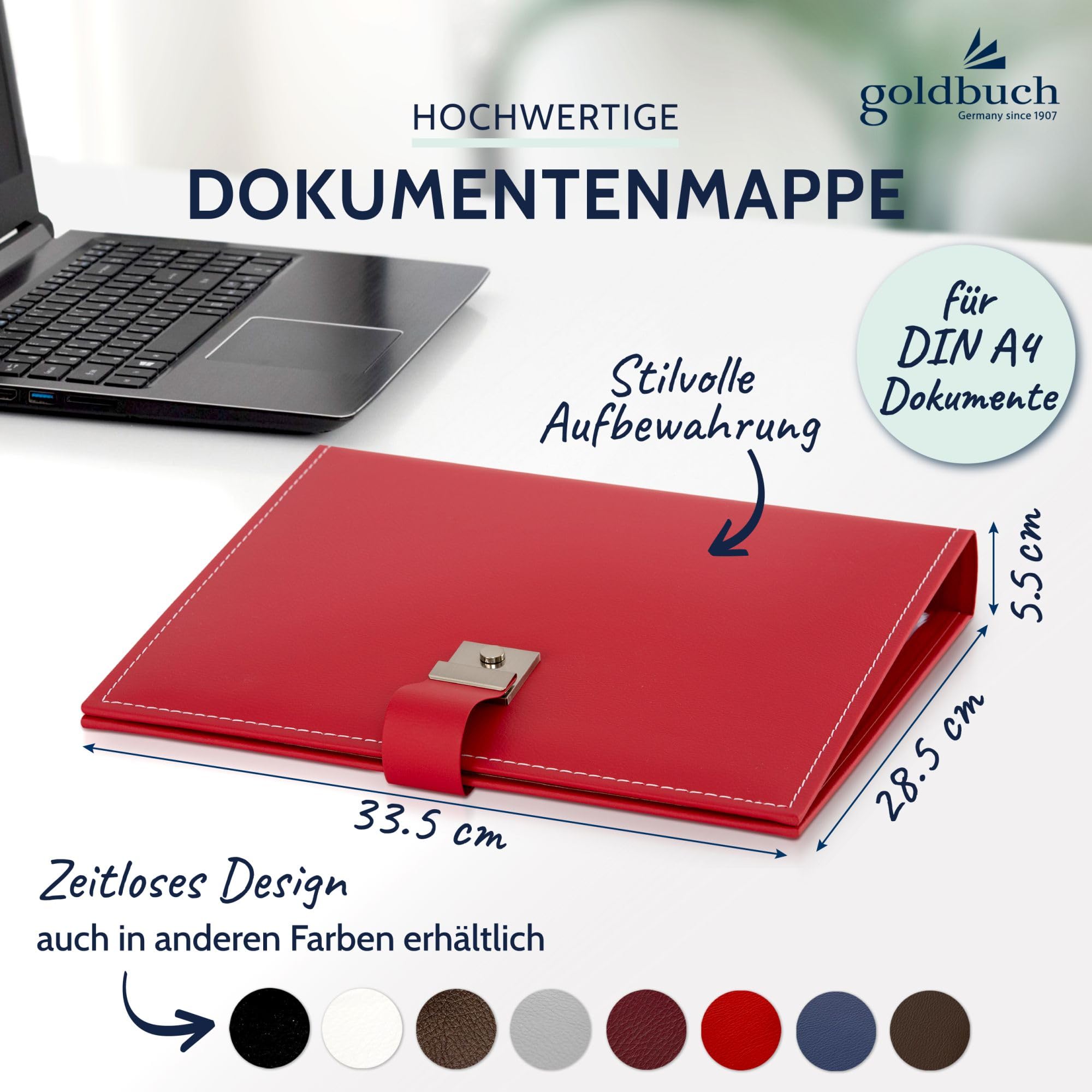Dokumentenmappe Cezanne rot Dokumentenmappe | Ordnungsmappe DIN A4 mit 4-Ring-Mechanik, Schloss & 5 Sichthüllen, erweiterbare Ringmappe mit Kunstleder-Einband Rot