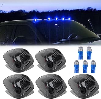 5X Black Smoke Lens Cab Roof Marker Running Lamps Compatible with Blue LED Lights for Ford F150 F250 F350 F450 F550 F650 F750 E150 E250 E350 E450 1999-2016 - Super Duty Pickup Trucks