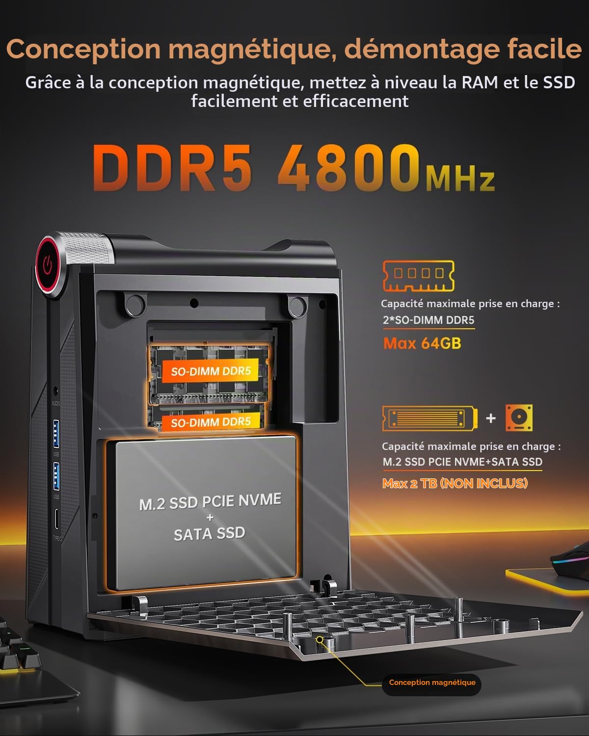 NiPoGi AM08PRO Gaming Mini PC AMD Ryzen 7 7735HS (up to 4.75GHz