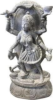 Mogul Interior Kali Statue Standing on Body of Shiva Sculpture Temple Decor