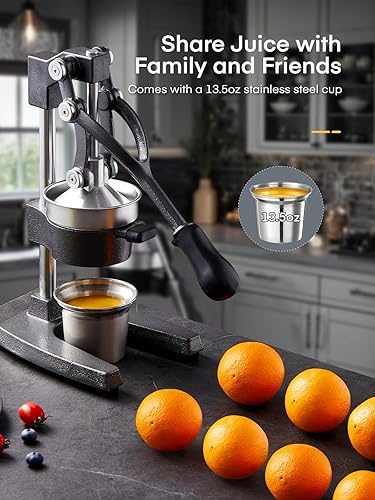 Miniatura 5 de FOHERE Exprimidor de Jugo de Naranja, Exprimidor de Limón de Hierro Fundido, Exprimidor de Cítricos Comercial de Mano para Naranja, Limón, Granada,