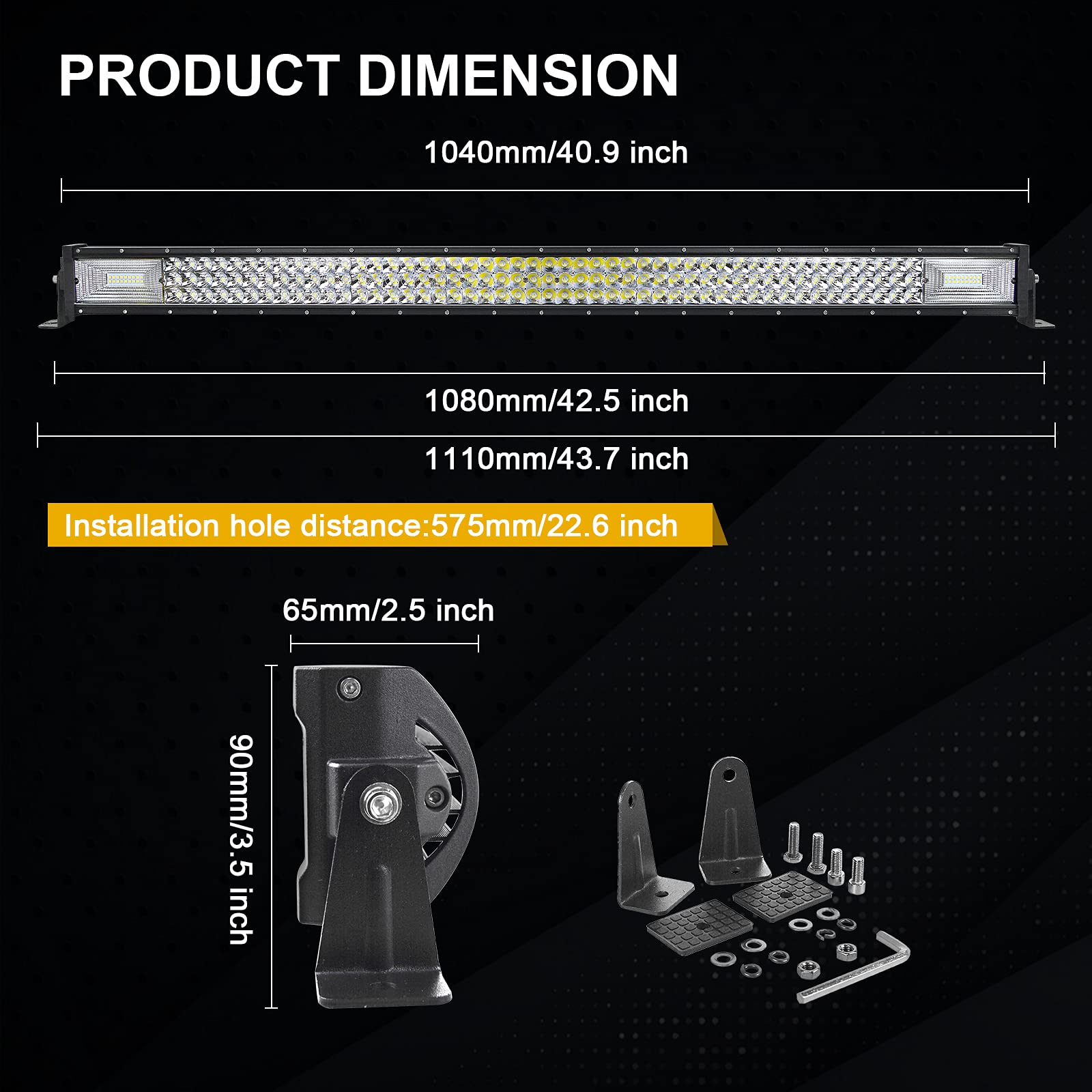 SKYWORLD Barra LED Fuoristrada 108cm 540W – Combinazione Spot E Flood – IP67 Con Kit Cablaggio