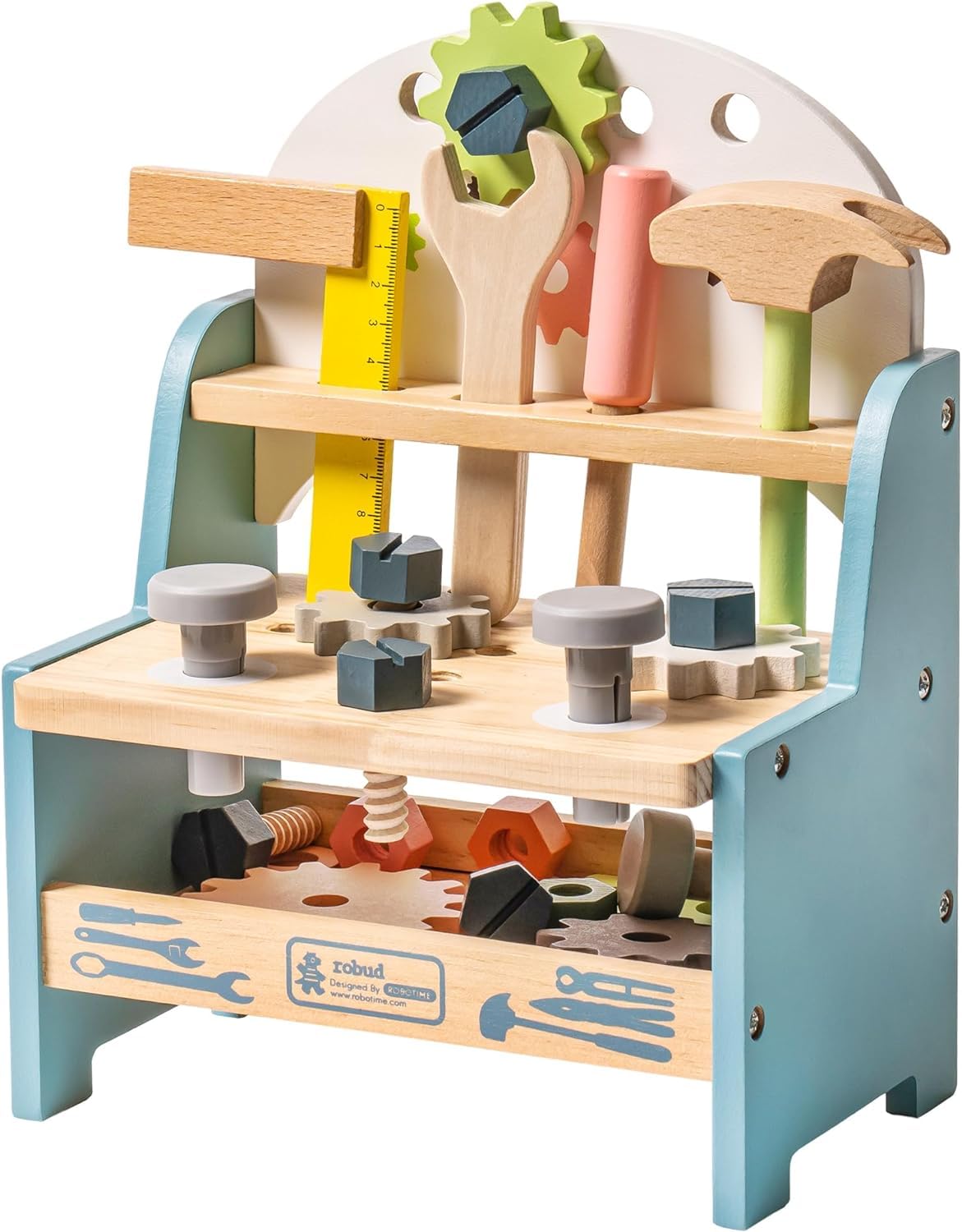Wooden Toddler Tools Set, Mini Wooden Play Tool Workbench Set for Kids Toddlers, STEM Montessori Toys for 3 4 5 Years Old Boy Girl, 26 Pcs Tool Kit Learning Educational Construction Toy