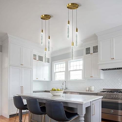 Miniatura 3 de Lámpara moderna para isla de cocina, luz colgante regulable LED con acabado de latón dorado, mini iluminación colgante, comedor, sala de estar,