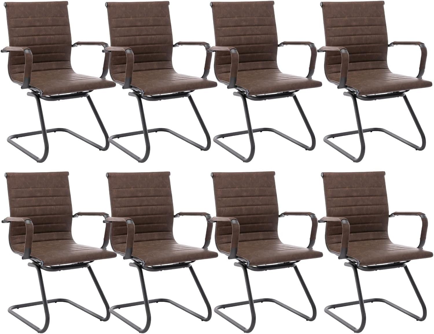 HNY 8-Pack PU Leather Office Guest Chairs
