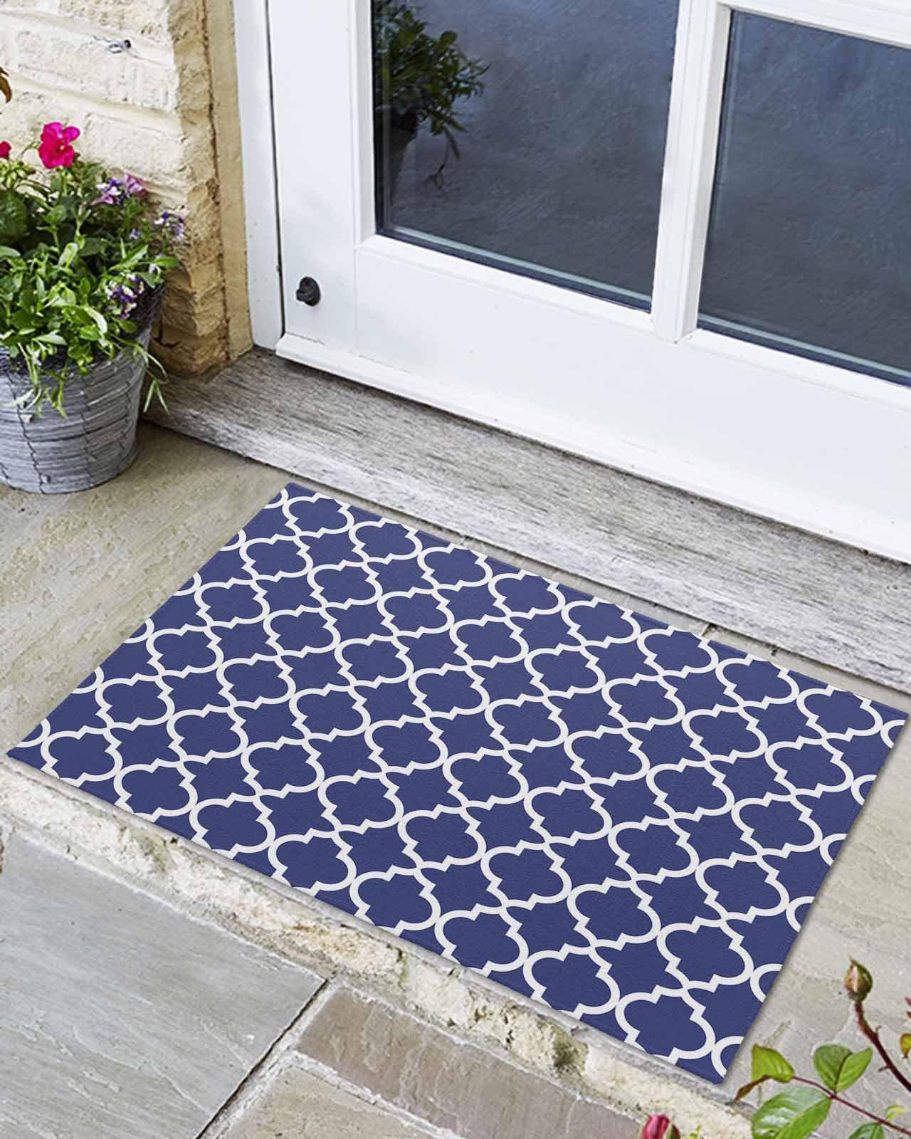 Amazon.com: Navy Blue Morocco Front Door Mat Lake Blue Geometric