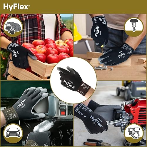Miniatura 4 de Ansell HYFLEX 11-600 - Guantes industriales de nailon ligeros con revestimiento de palma para fabricación de metal, automotriz, XS (6), color negro
