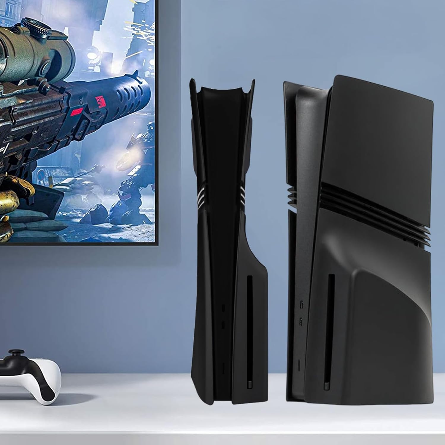 5PCS Face Plates Cover for PS5 Pro Disc and Digital Edition, Matte FacePlate Shell Accessories Compatible with PlayStation 5 Pro Protective Panel (Black) - Image 6