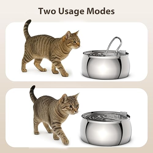 Miniatura 8 de Fuente de agua para gatos de acero inoxidable fuente para gatos de gran capacidad de 1.06 galones para beber, ideal para múltiples mascotas, bomba