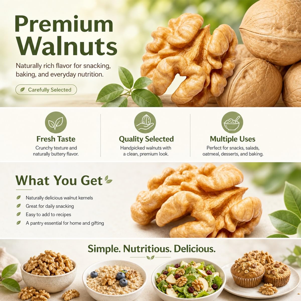Nueces Con Cáscara Delgada Premium 468g - Enteras Fáciles De Pelar, Corazones Carnosos Y Crujientes, Snack Alta Montaña Para Yogur Ensalada Repostería(3pcs)