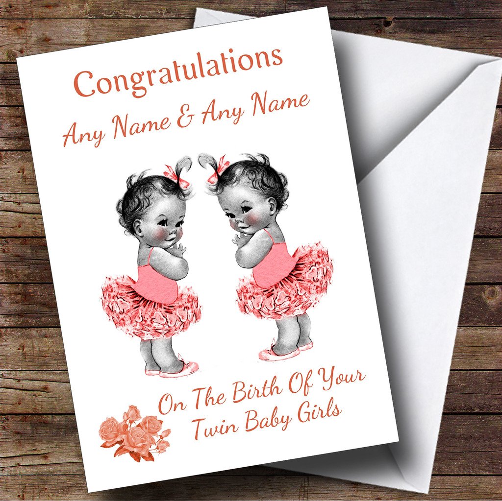 Cute You Have New Twin Daughters Girls Personalised New Baby Card | New Baby Card | New Arrival
