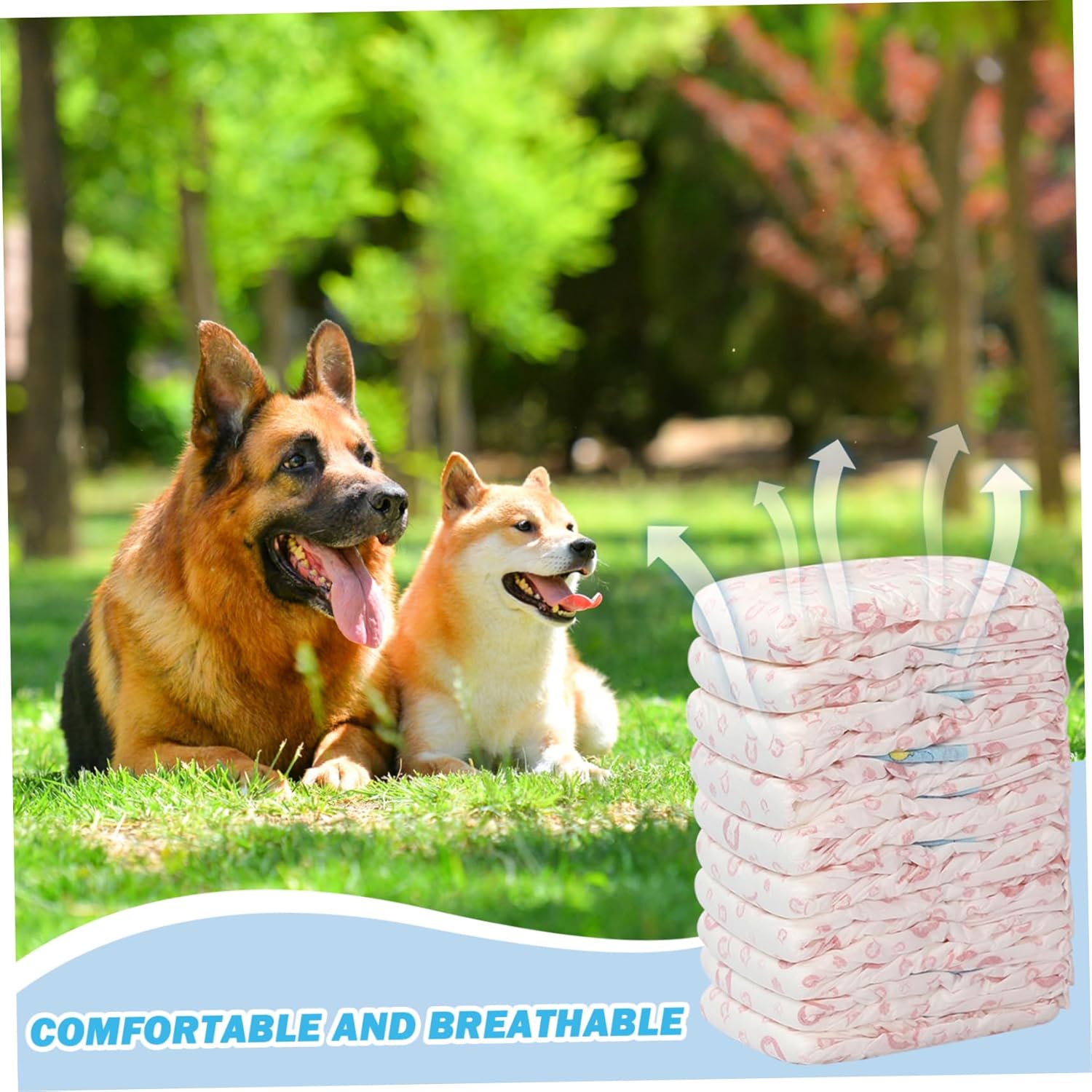 Female Dog Diapers, 5 Bags/50Pcs Disposable Dog Diapers, Elastic Breathable Pet Diapers for Female Dogs, High Absorbent Doggie Diapers (S, 1-2KG)