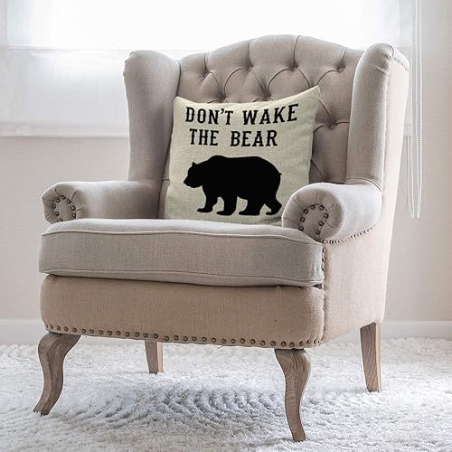 Miniatura 4 de Moslion Funda de almohada con texto en inglés «Don't Wake The Bear» de 18 x 18 pulgadas con texto en inglés «Don't Wake The Bear» («Don't Wake The