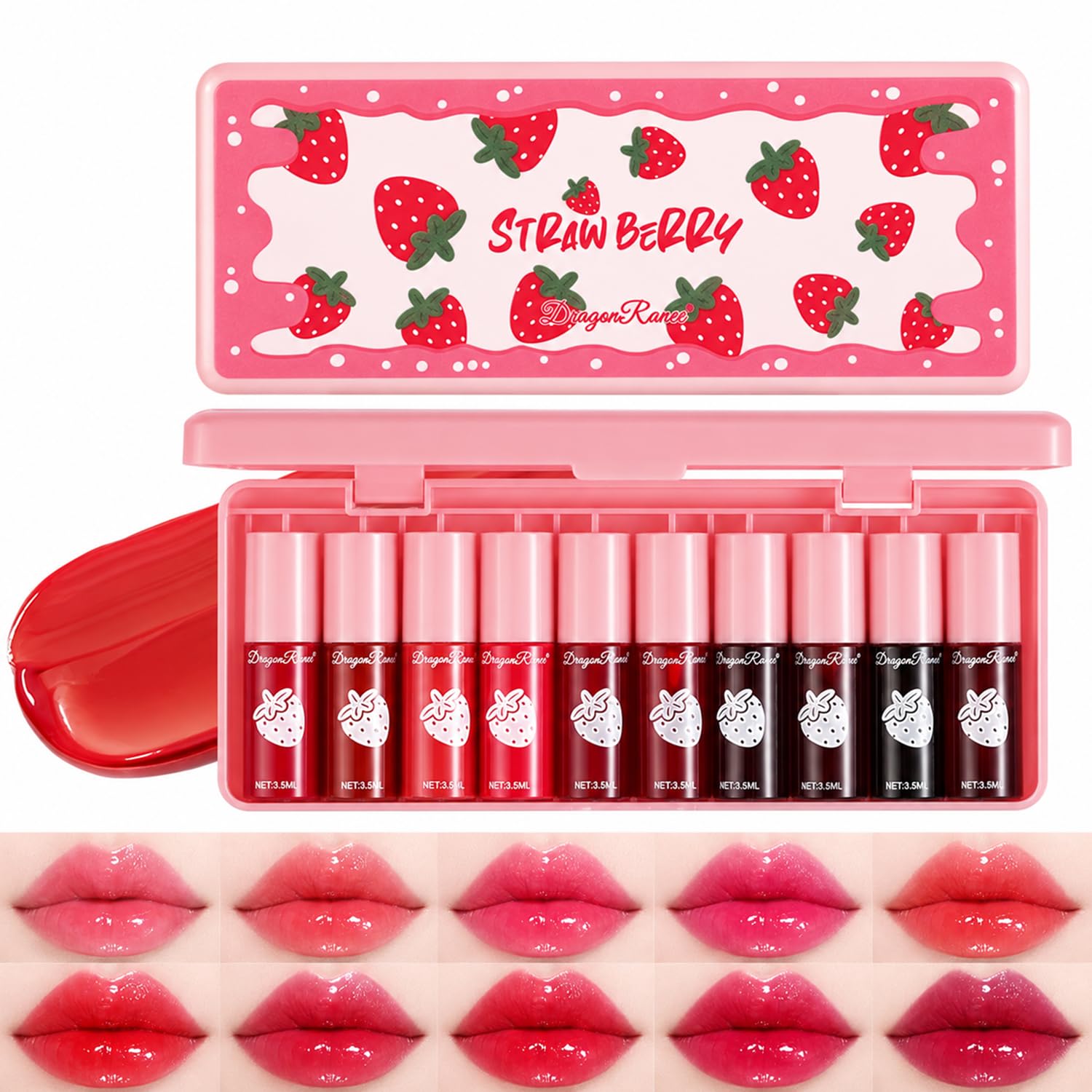 10 Colors Lip Tint Stain, Lip Stain Long Lasting Waterproof, Lip Makeup Set A 1 Fl Oz (Pack of 1)
