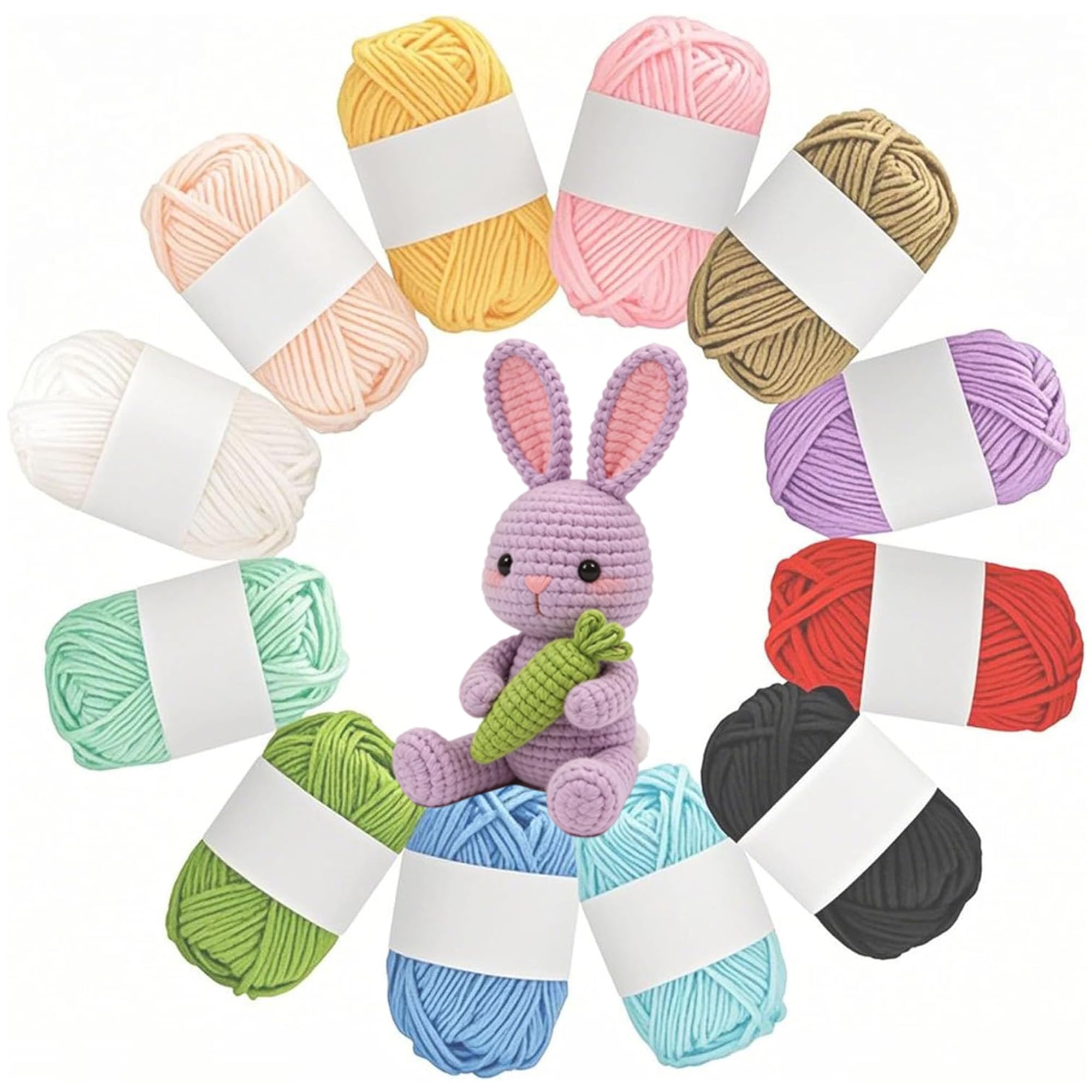 DXIA Crochet Knitting Yarn, Knitting Yarn Set, Baby Wool Double Knitting Soft, Multicoloured Yarn, Crochet Yarn Coloured Acrylic Set for Hat, Shoes, Scarves, Knitwear Making (12)
