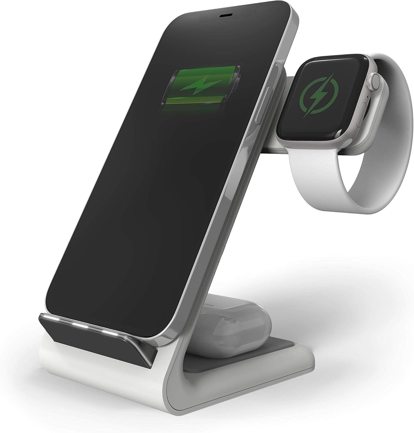 STM ChargeTree Swing - 3-in-1 Wireless Charging Station for iPhone/Samsung/Android (15W/7.5W), AirPods (5W), Apple Watch (3W) - Qi Certified Charging Stand - White (stm-931-323Z-01) : Cell Phones & Accessories