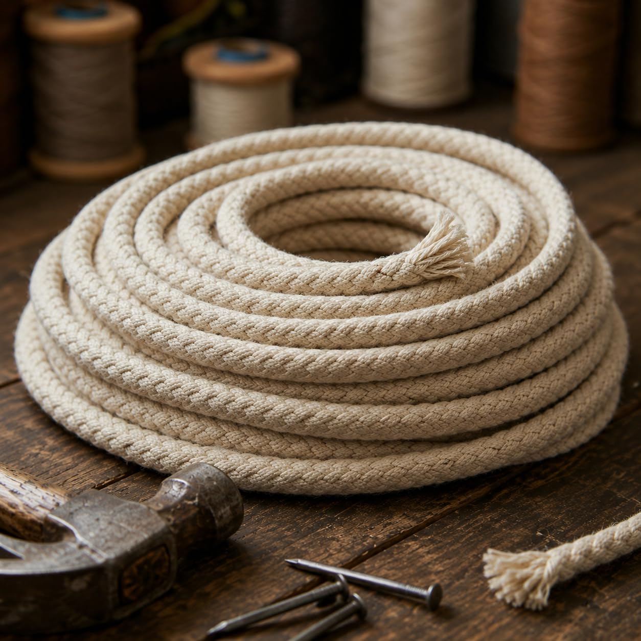 Pure Source India Cloth Line Cotton Rope Braided, for Drying Clothes, 10 Mtr (Natural White)
