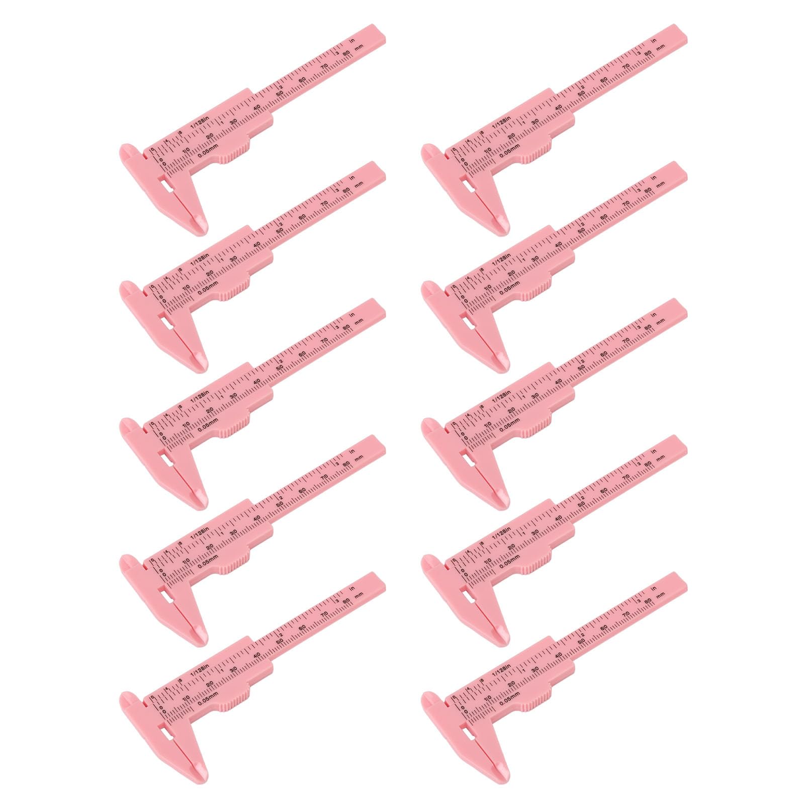 Jauarta 10pcs 80mm Eyebrow Measuring Ruler Eyebrow Tattoo Double Scale Vernier Caliper Sliding Gauge Ruler