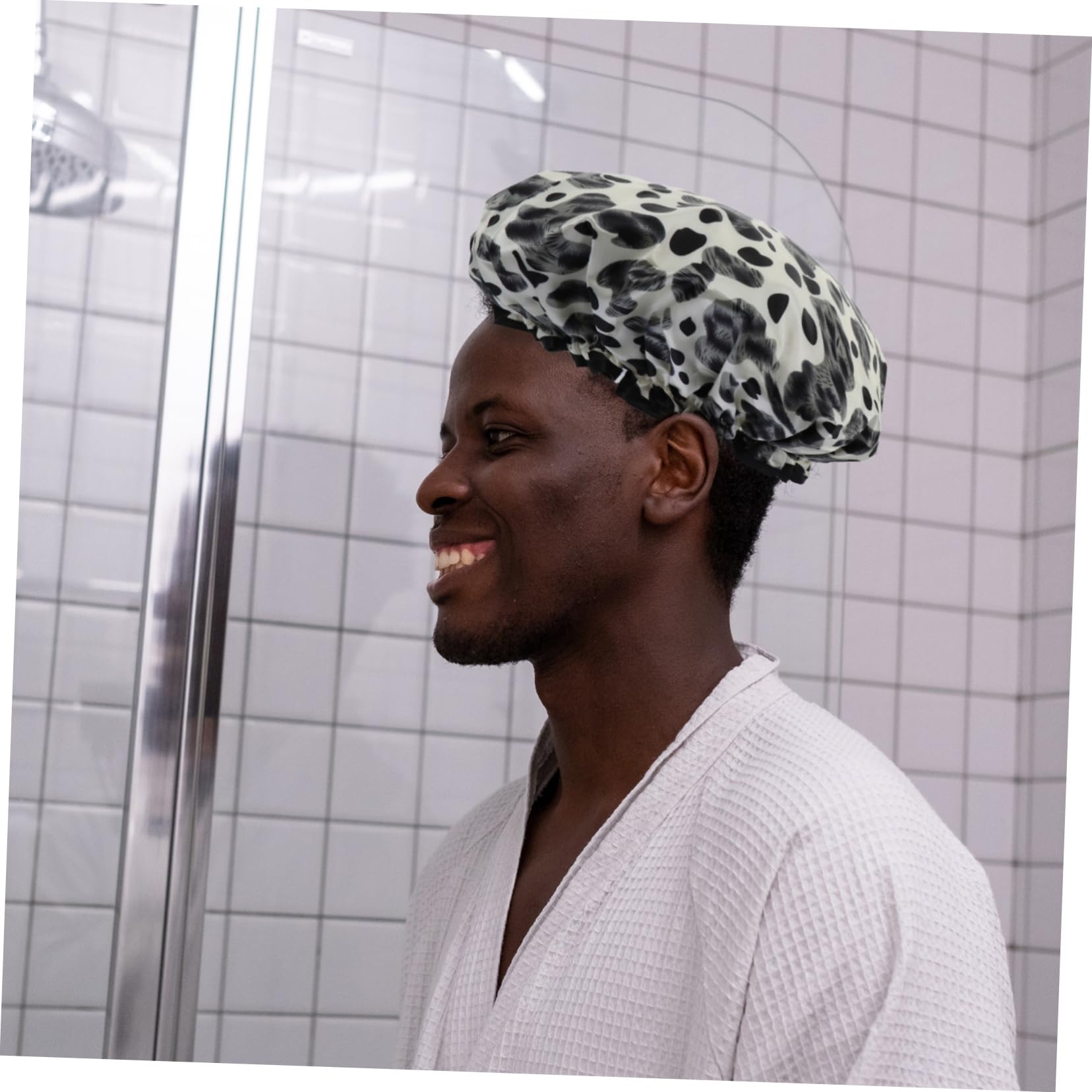 Healvian 9piezas Gorro Ducha Doble Para Mujer Gorro De Baño Elástico Diseño Impreso Para Spa y Cuidado Facial