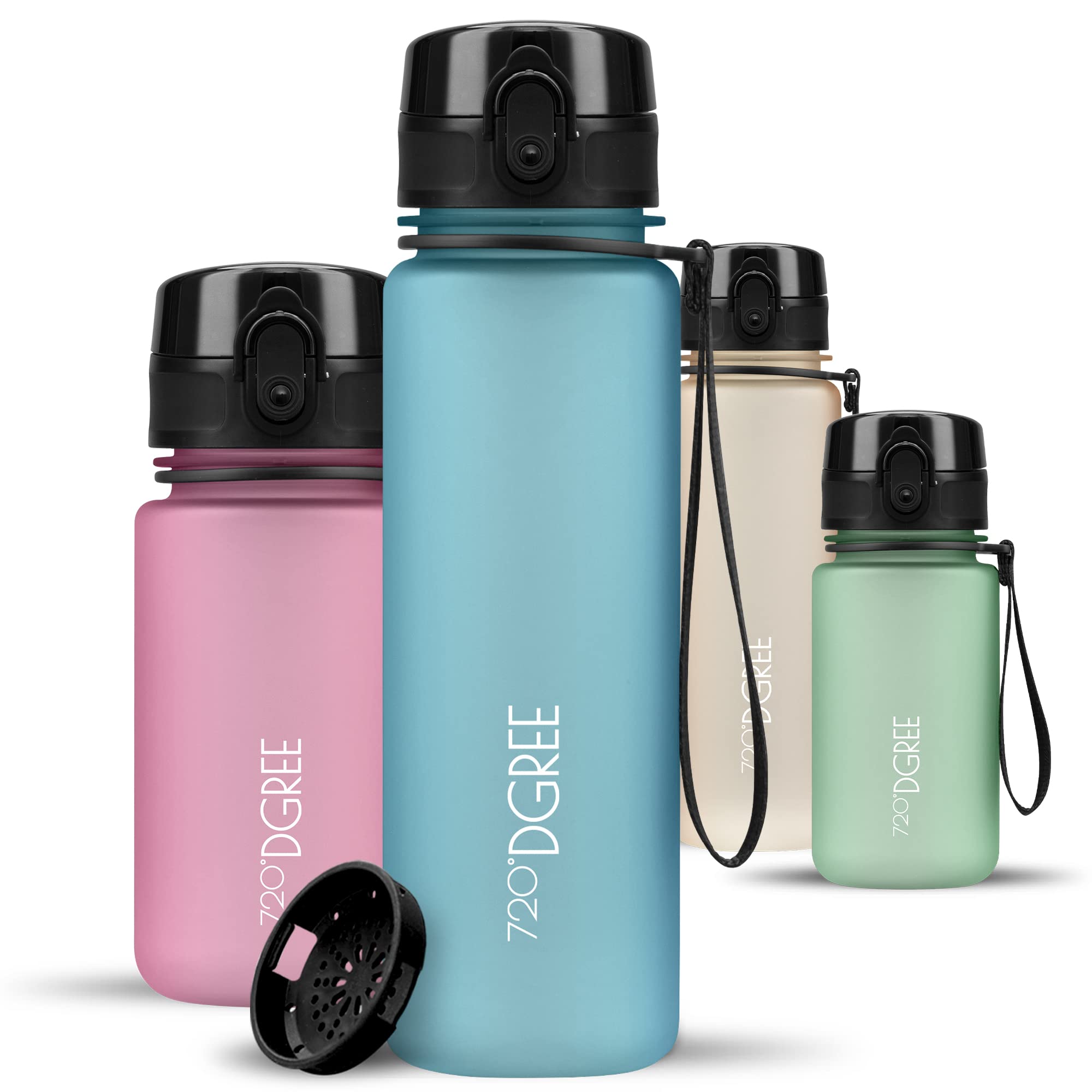 720°DGREE Water Bottle Kids 500ml “uberBottle“ softTouch +Sieve - BPA-Free Tritan, Leakproof, Reusable Drinking Bottle - Waterbottle for Children, School, Playground, Boys, Girls, Handbag, Sport, Bike — image 1