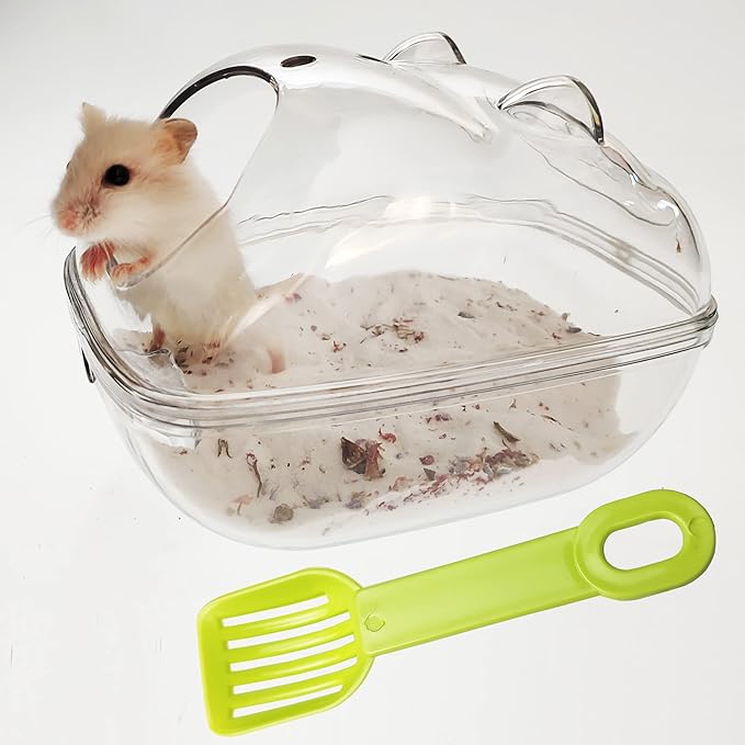 SpringSmart Salle de bain pour hamster avec pelle, baignoire en sable transparent avec grand