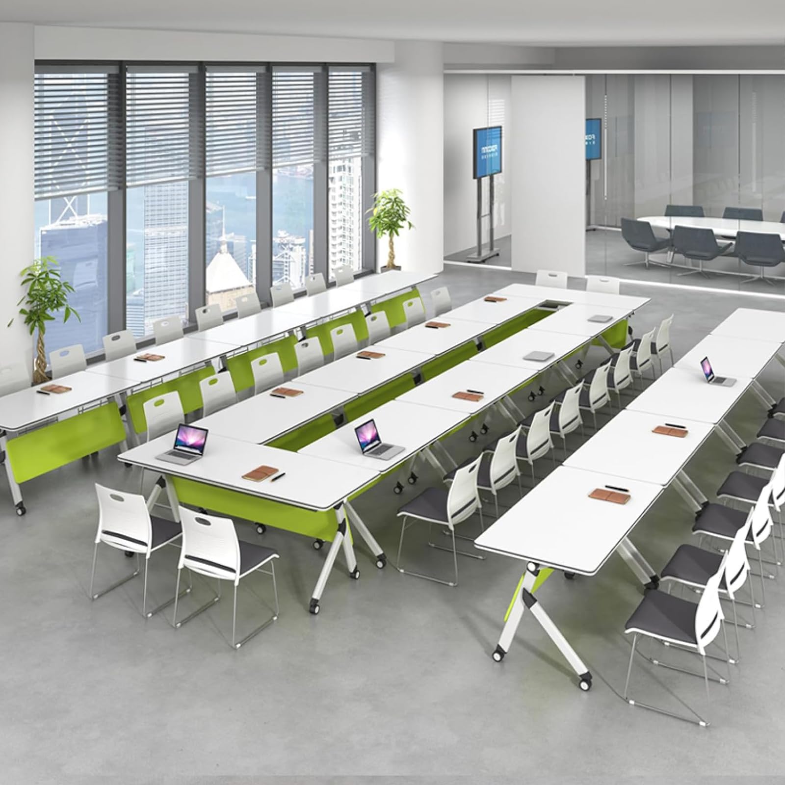 Tavolo pieghevole multiuso con ruote, per sala conferenze e allenamento, facile da montare, ideale per ufficio, aula e sala riunioni, 120 x 60 x 5 cm