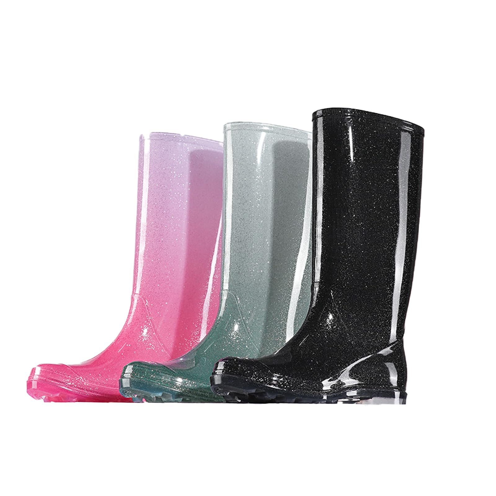 Womens Rain Boots Glitter Tall Rainboots Waterproof Garden Boots Mud Boots Outdoor Rain Shoes for Women Girls