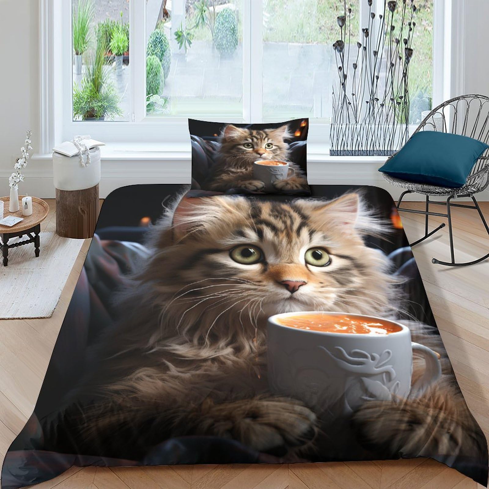 Housse de couette chat 3D pour transformer le lit d'un adolescent en espace relaxant