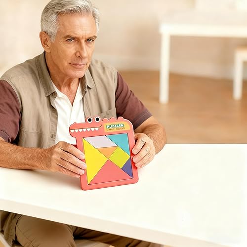 Miniatura 3 de Tangram - Rompecabezas para niños, rompecabezas de diapositivas, juguete educativo de viaje para niños y niñas de 3 a 5 años (tangrama, rojo) 99-1