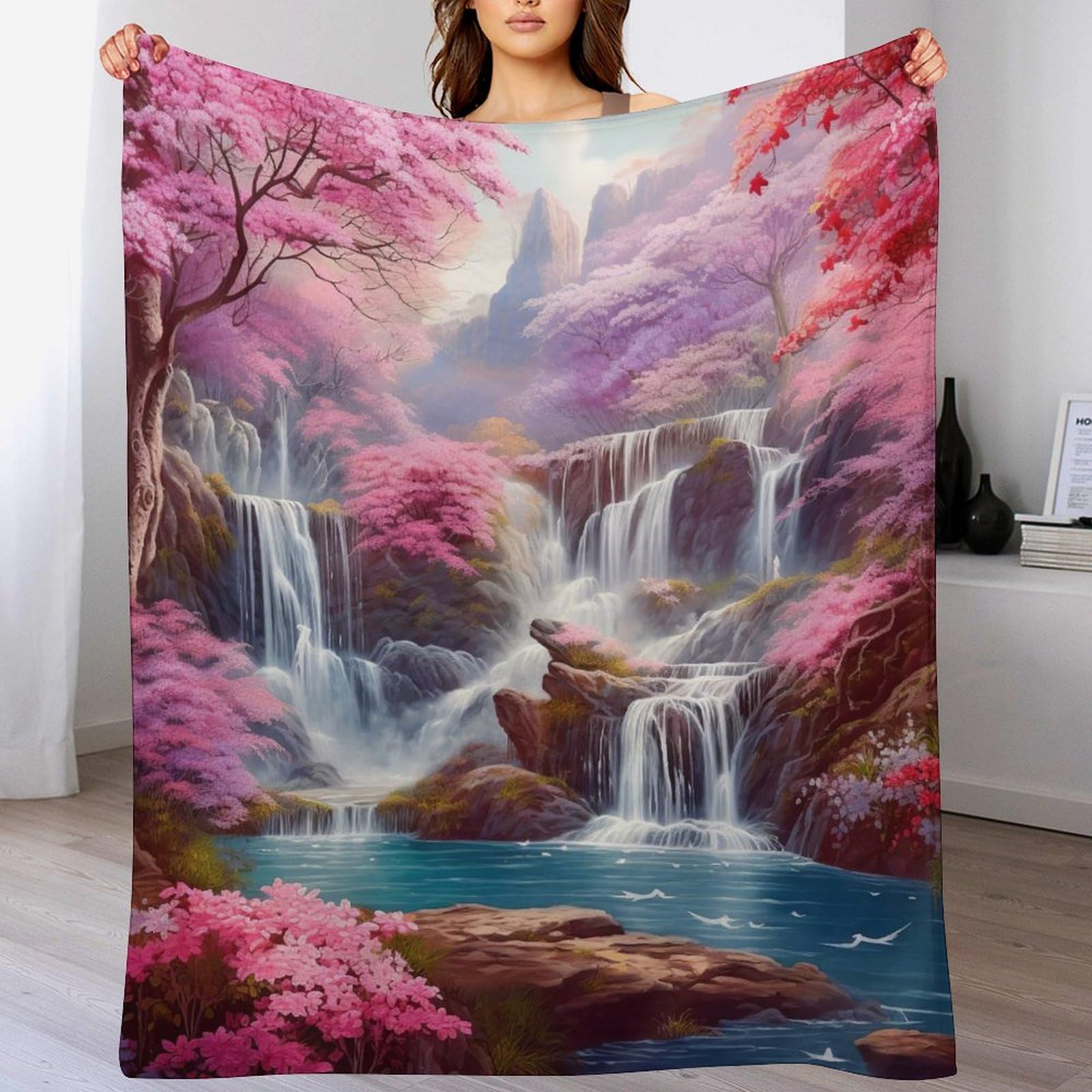 Couverture en flannel paysage lavable finis les plaids rêches et froids