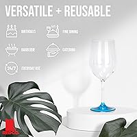 Vista 4 de Red Co. Juego de 6 copas de vino clásicas de acrílico transparente de 12 onzas líquidas para exteriores con bases
