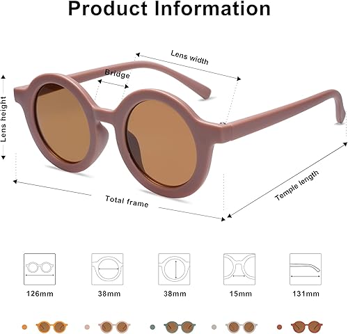Miniatura 3 de SOJOS - Lentes de sol redondos polarizados para niños y niñas, protección ultravioleta 400 (UV400), lentes de sol para las vacaciones en la playa