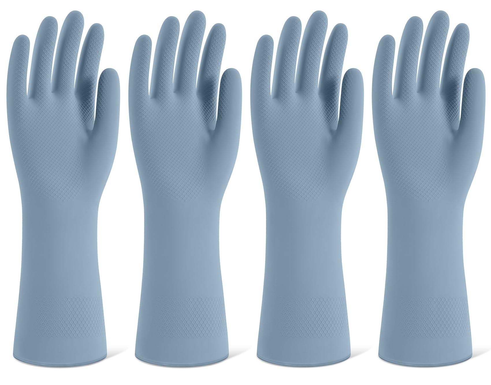 SIFANGKE Blue Rubber Cleaning Gloves (4 Pairs) | Reusable Kitchen Gloves for Dishwashing & Household Cleaning - main product image