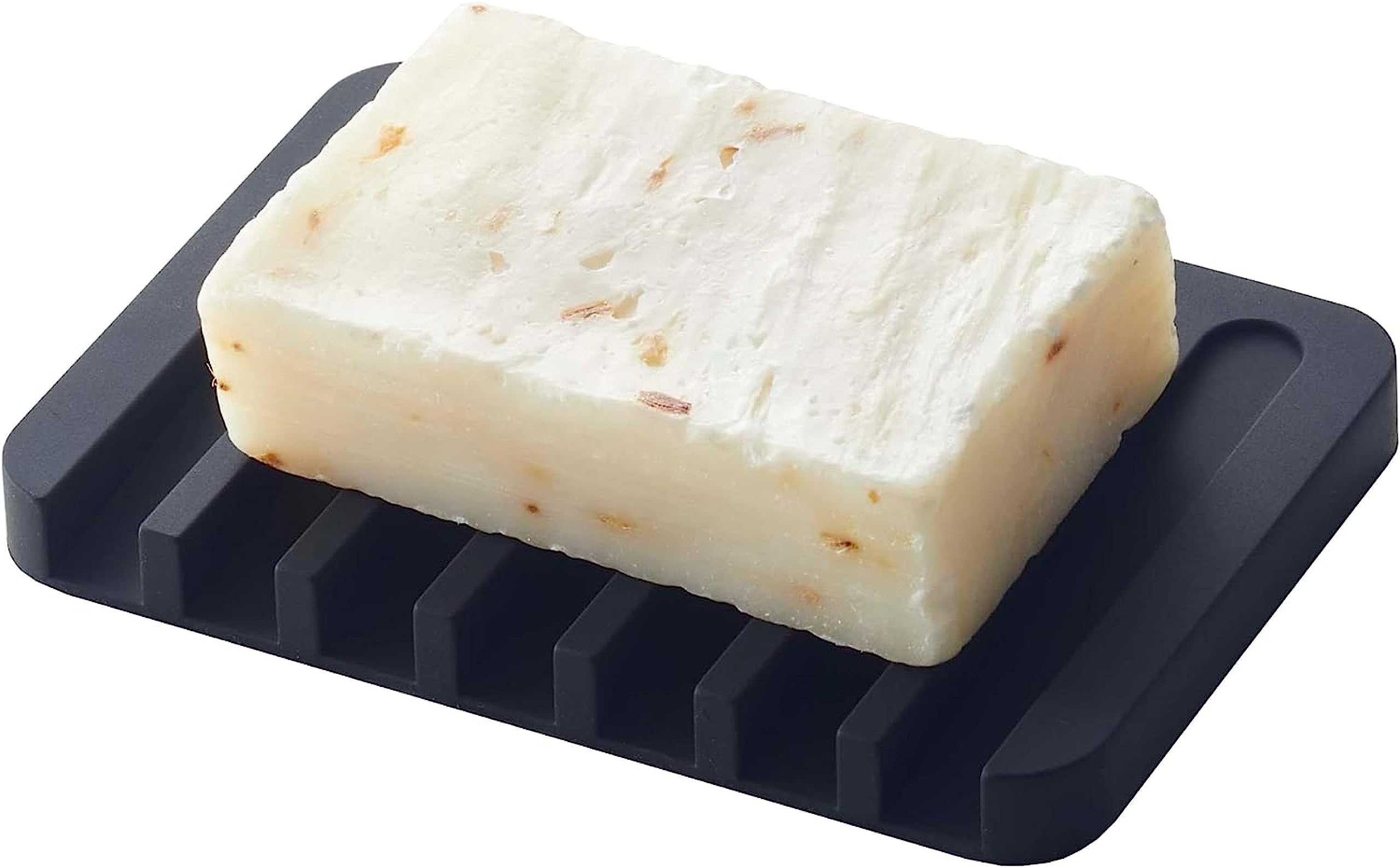 Soap Dish, Flexible Bathroom Silicone Soap Dish, Soap Pads Organizer, Water Soap Tray Stand, Non-Slip Silicone Soap Box, Drainable Soap Saver Pad for Shower Bathroom Kitchen - Black