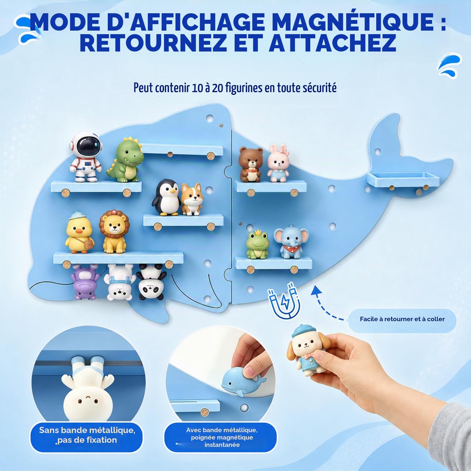 Étagère Tonie Dauphin Bleu, étagère murale pour Toniebox et Figurines