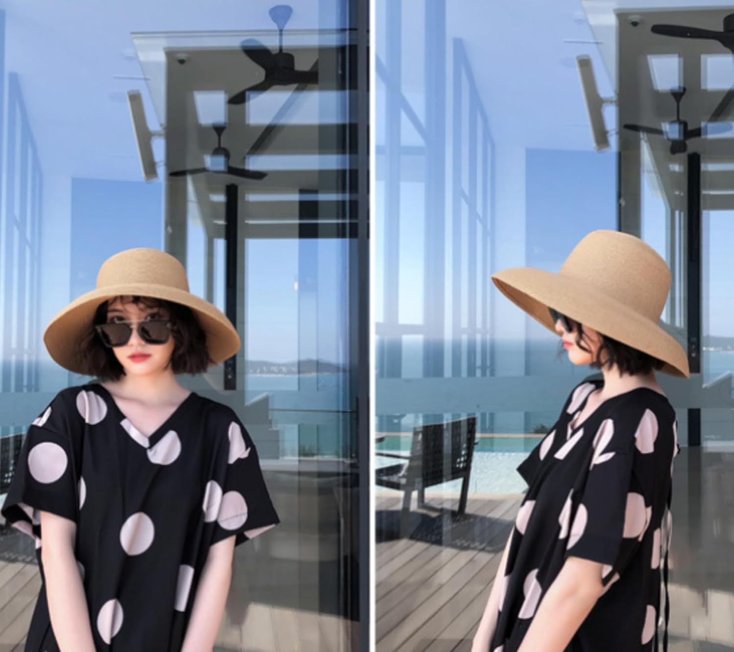 YEKEYI Sun Hats for Women Wide Brim Beach Hat Straw Hat UPF Travel Foldable Brim Summer UV Hat - Image 2