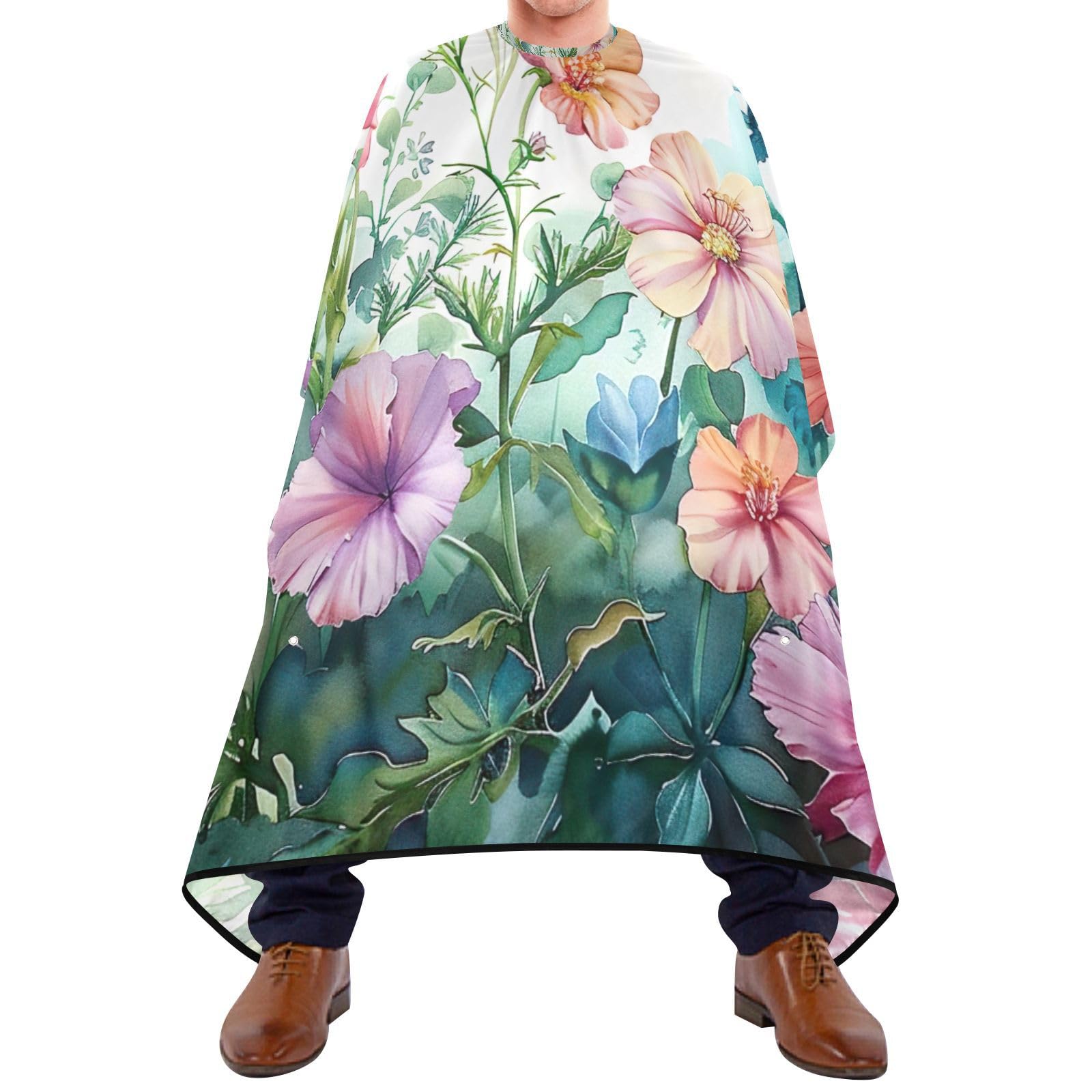 Hezely Watercolor Summer Garden Hair Dye Cape, Barber Cape for Adults,Waterproof Salon Cape,Waterproof Hairdressing Styling Hair Cutting, 65