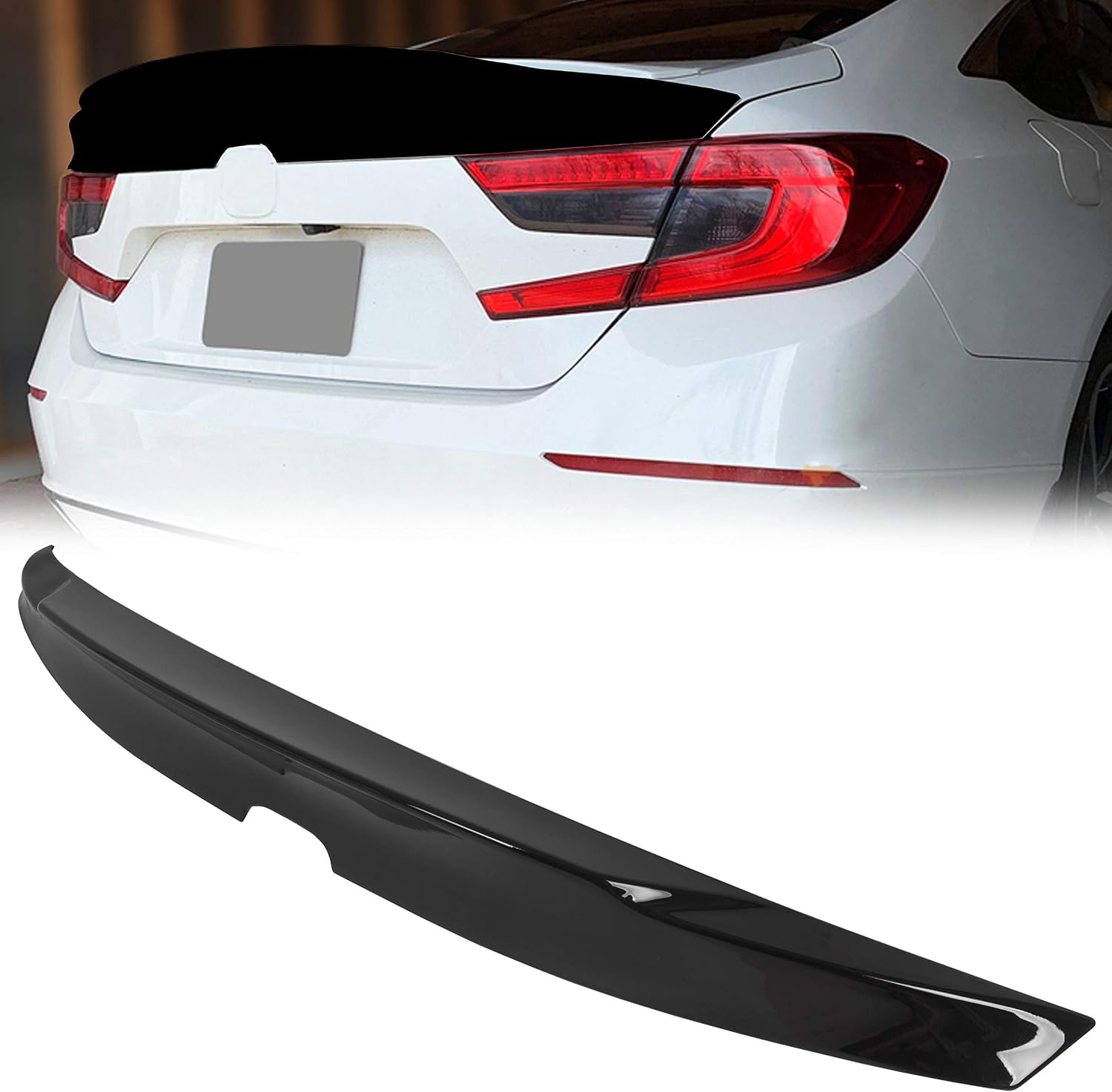 ECOTRIC Rear Trunk Duckbill Spoiler Compatible with 2018-2022 Honda Accord 4 Door Sedan Rear Trunk Spoiler Lid Wing Tail Glossy Painted Black