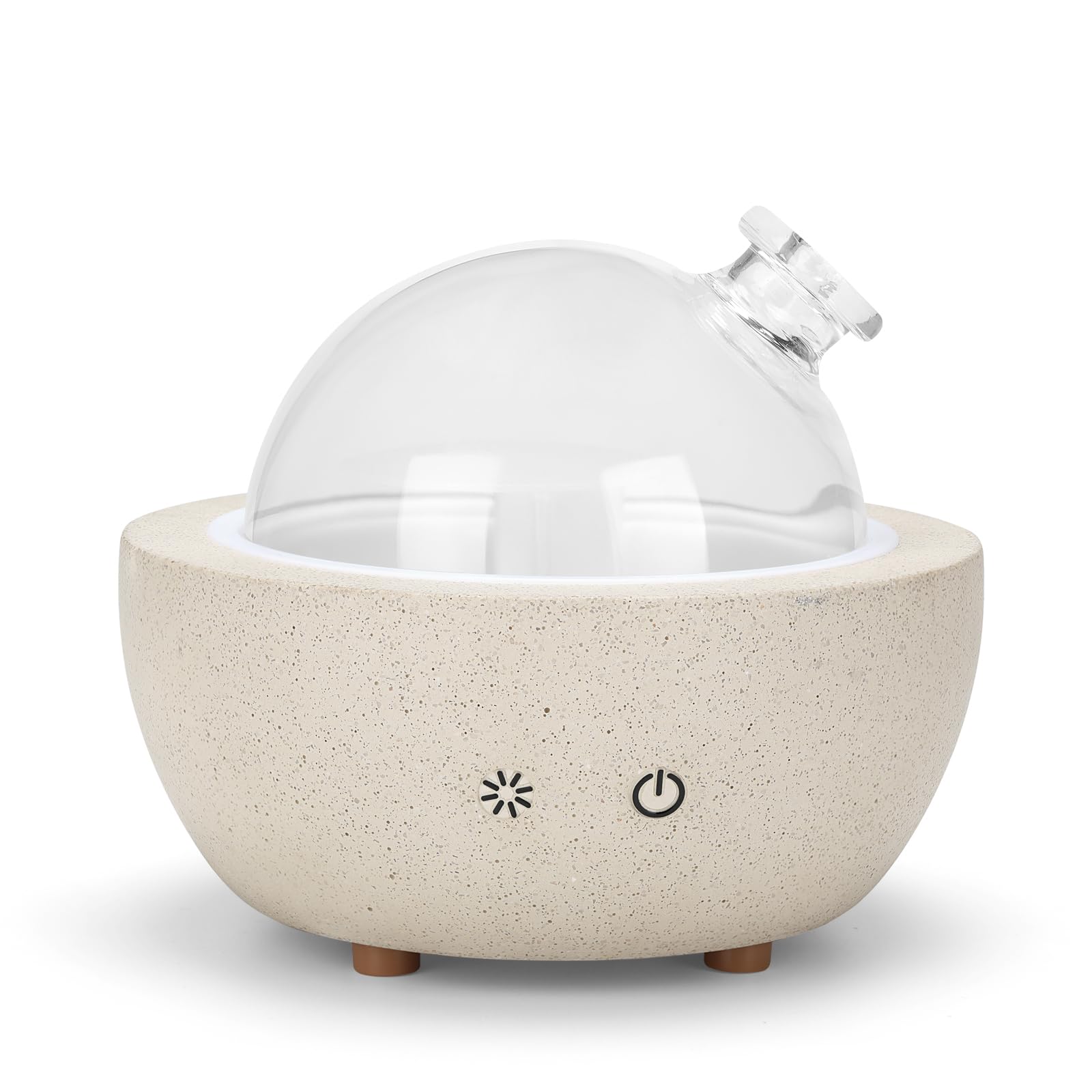 Essential Oil Aromatherapy Diffuser for Home Bedroom Large Room Glass Stone Ultrasonic Air Scent Mist Aroma Diffuser 200ML Defusers—Light Grey