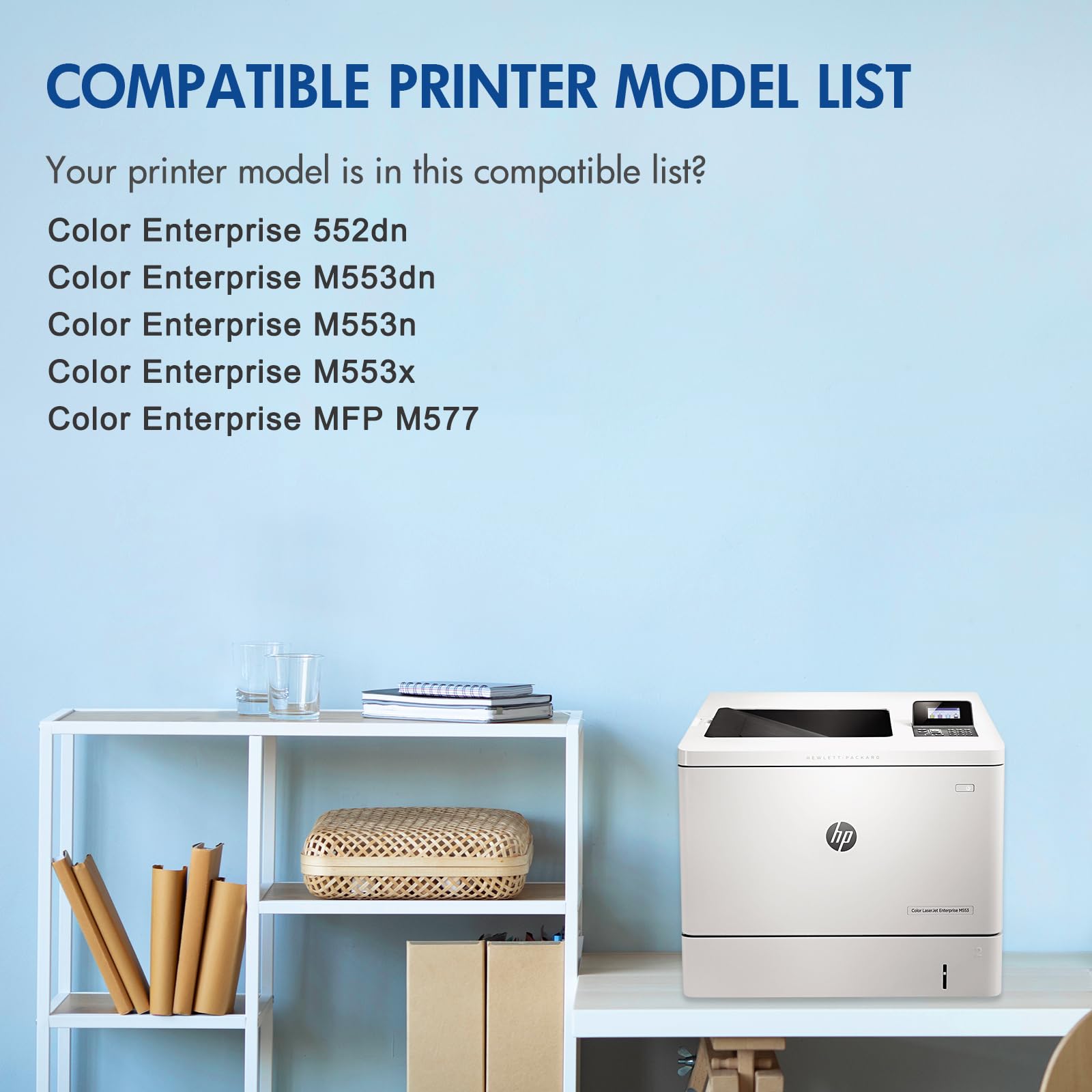 Zestaw 4 kaset z tonerem 508X 508A do drukarek HP 508X 508A do Color Enterprise M553 M552 553 MFP M577 Series CF360X, CF361X, CF362X, CF363X (zestaw 4 szt., czarny, cyjan, magenta, żółty)