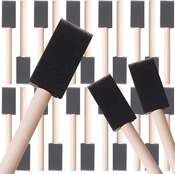 Foam Paint Brushes, 27 Pack, 1 Inch Sponge Brushes for Painting | Paint Sponges Set, Foam Brushes for Painting, Wood Handles, Sponge Painting Tools for Staining, Crafts and DIY Projects