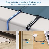 Vista 5 de HiiPeak Cable Ethernet Cat 8 de 3 pies, cable de Internet trenzado plano de nailon, cable LAN de red de alta velocidad de 40 Gbps, cable RJ45