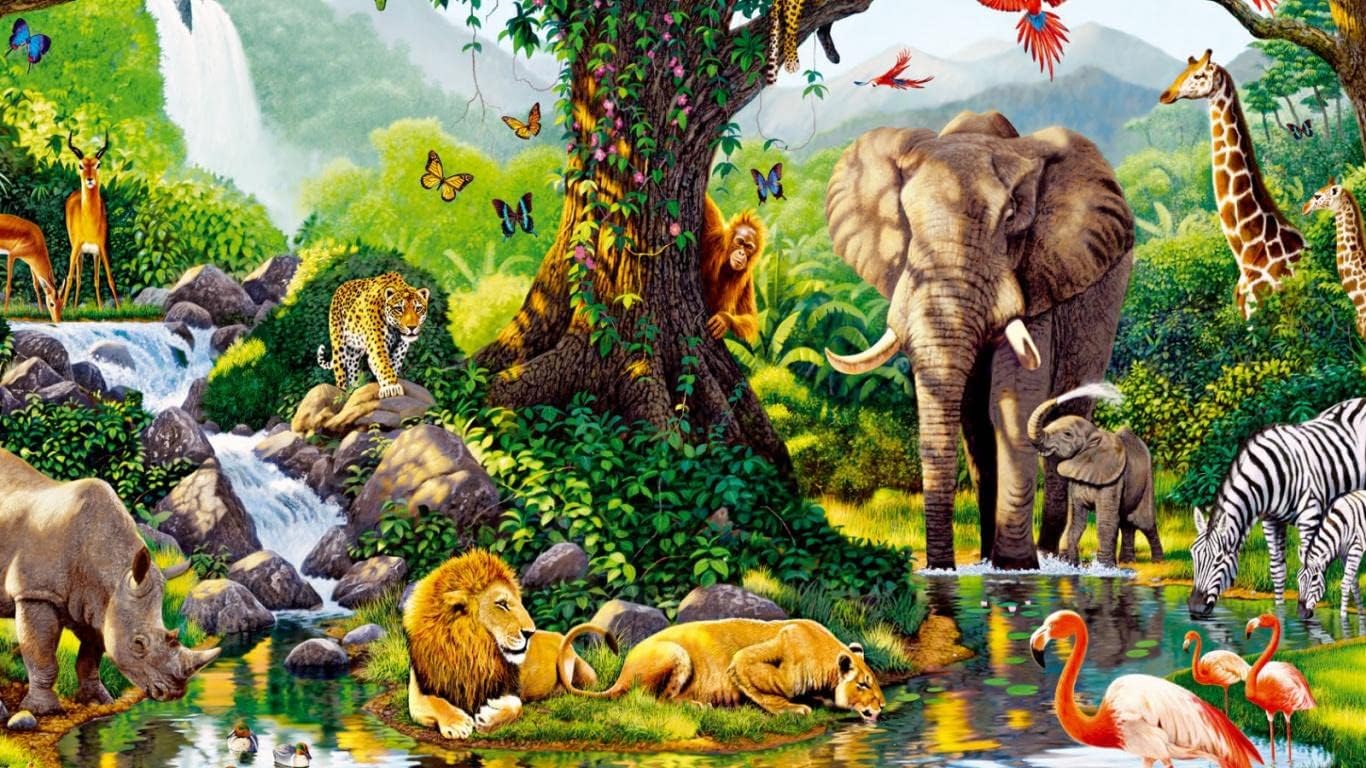 【約84cm】ANIMALLS アートポスター（超大型A1サイズ） Kundan Store African Jungle Animals Wall Poster | 12x18 Inches