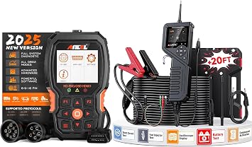 ANCEL HD601 Heavy Duty Truck Scanner with ANCEL PB600 Power Circuit Probe Tester with Battery, Relay, Injector Test, 8-35V Automotive Electrical Circuit Tester, Multimeter/Oscilloscope
