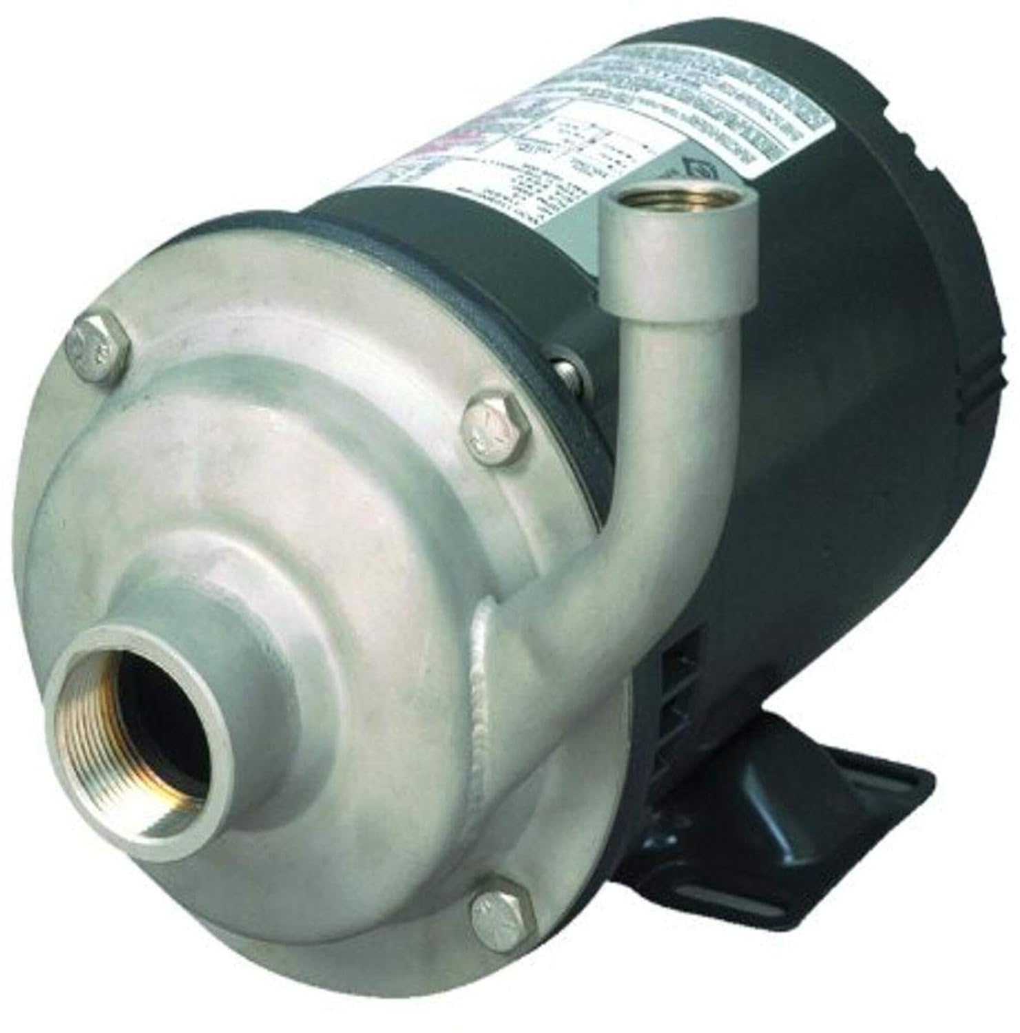 AMT Pump 5487-98 High Volume Straight Centrifugal Pump, Stainless Steel, 1-1/2 HP, 3 Phase, 230/460V, Curve D, 1-1/2" NPT Female Suction, 1-1/4" NPT Female Discharge Port