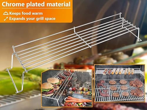 Miniatura 6 de Hisencn 65054 Rejilla de calentamiento para Weber Genesis 300 Grill Parte, Genesis E310, E320, E330, S310, S320, S330, acero inoxidable, repuesto