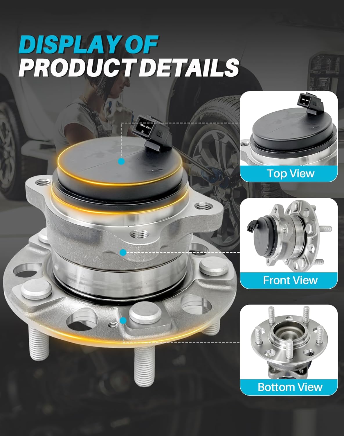2 Pcs 512553 Rear Wheel Bearing Hub Assembly Compatible with Hyundai Sonata 2015-2019, Tucson 2016-2019, Veloster N 2019, for Kia Optima 2016-2019, Sportage 2017-2020, Cadenza 17-19, 5 Lugs w/ABS