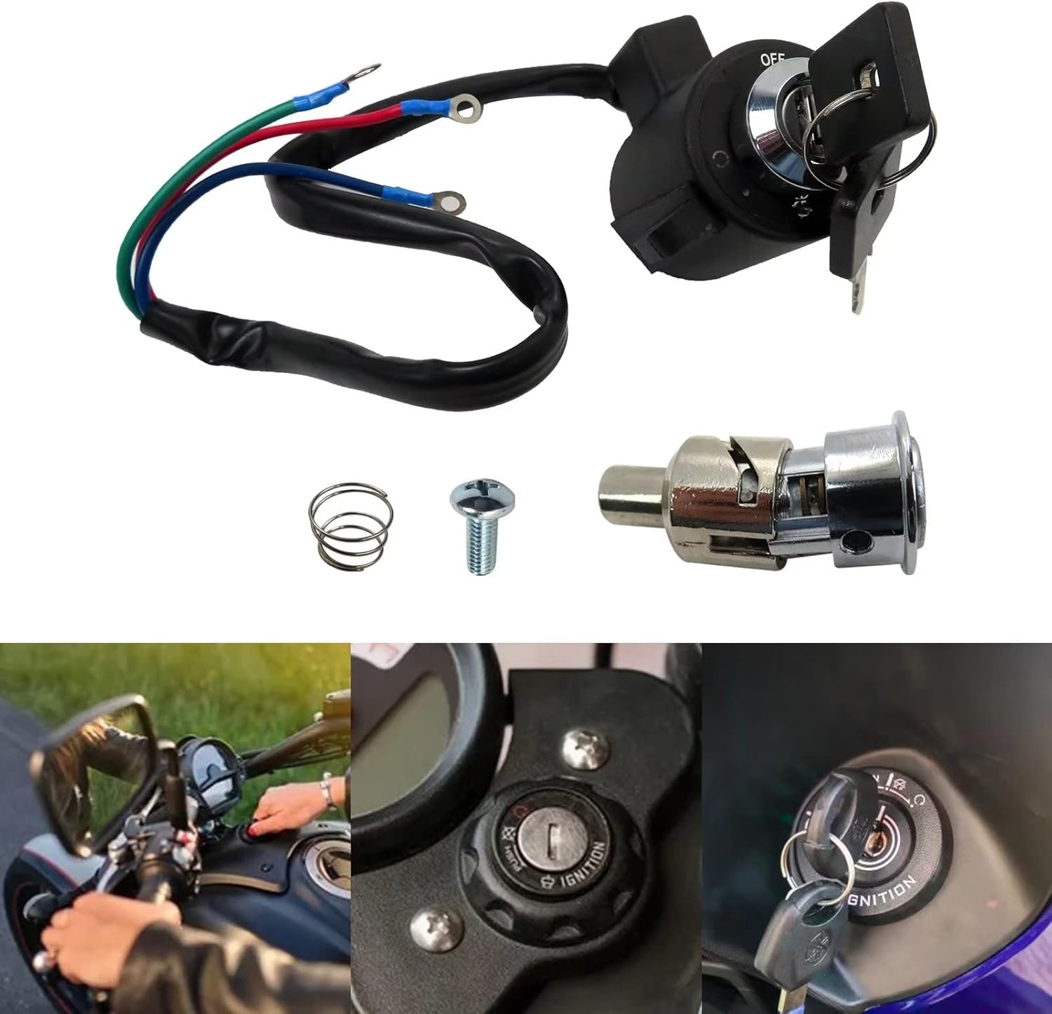 71441-94 48154-05A Ignition Key Switch Tail Box Lock Set Replacement for XL883N 4LE2 Iron 883 2010-2011