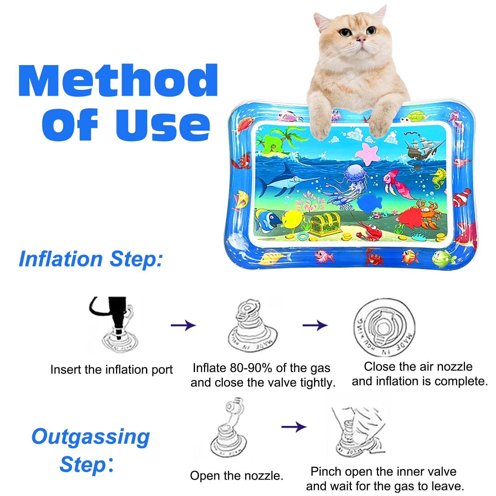 BSITSSS Square Water Sensory Mat Cat for Pets and 4 Pcs Airbed Repair Kit - Image 3